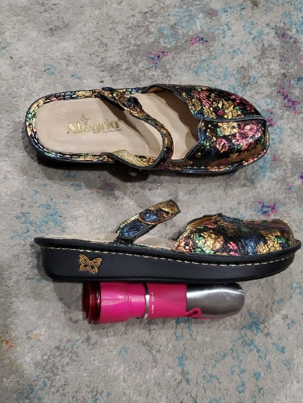 Alegria Paloma Mary Jane clogs In Floral Patterned Snakeskin Leather